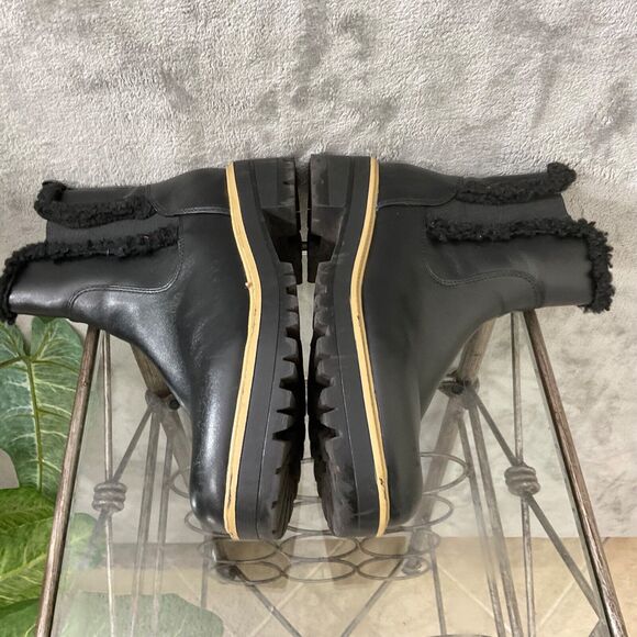 Marc Fisher Black Ink faux Leather/fur Chelsea Platform Boot women’s Size11 Blk - Picture 7 of 10